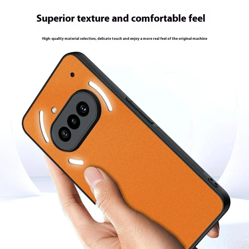 For Nothing Phone (3a) Case PU Leather Coated PC + TPU Anti-Drop Phone Cover - Orange