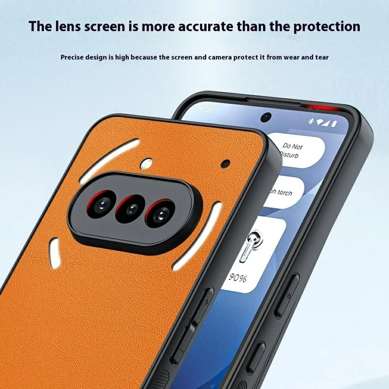 For Nothing Phone (3a) Case PU Leather Coated PC + TPU Anti-Drop Phone Cover - Orange