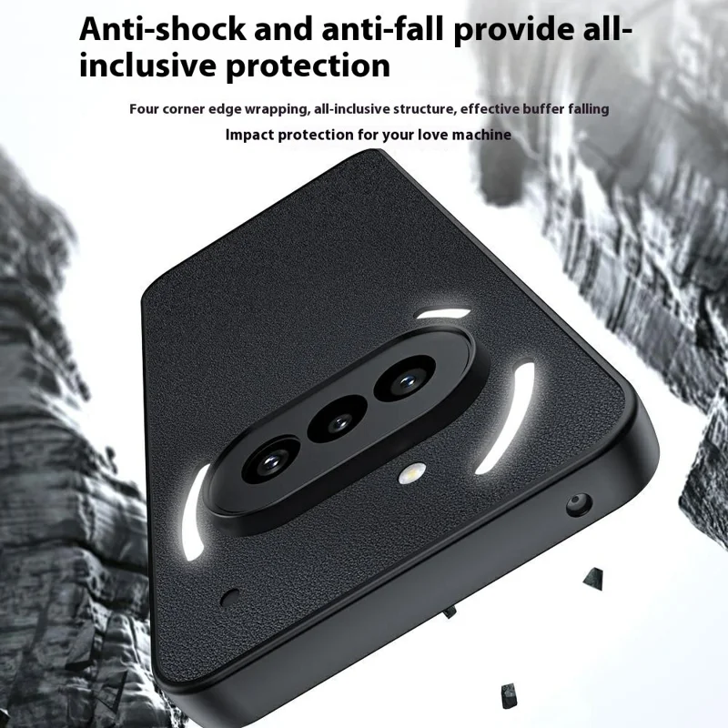 For Nothing Phone (3a) Case PU Leather Coated PC + TPU Anti-Drop Phone Cover - Orange