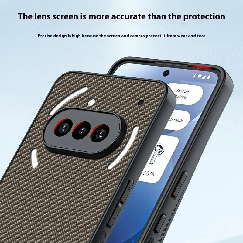 Funda para Nothing Phone (3a) de cuero + PC Cubierta de teléfono dura Textura de fibra de carbono - Fibra de carbono / Oro