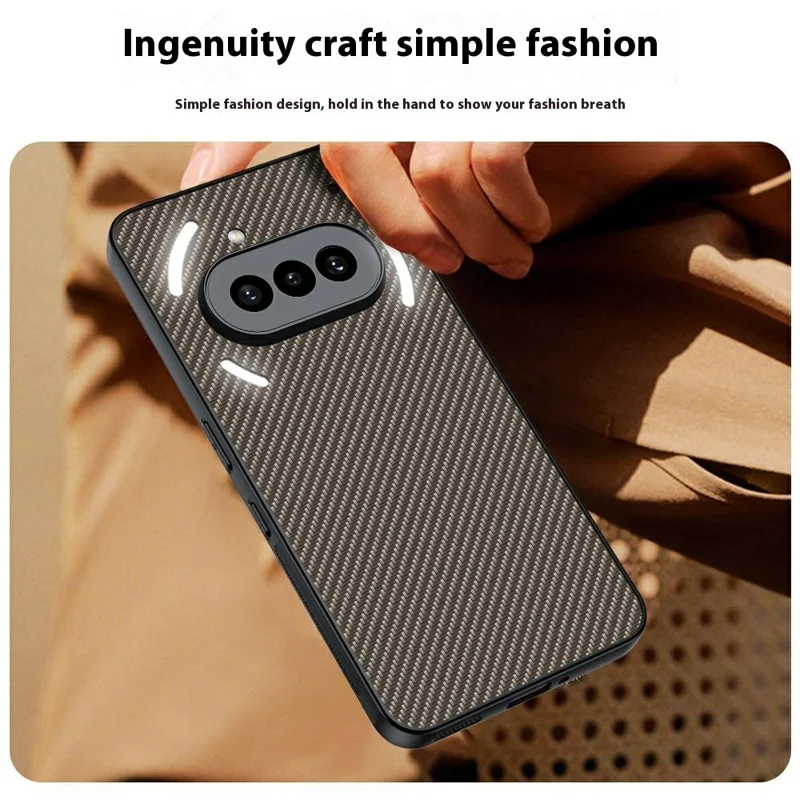 Funda para Nothing Phone (3a) de cuero + PC Cubierta de teléfono dura Textura de fibra de carbono - Fibra de carbono / Oro