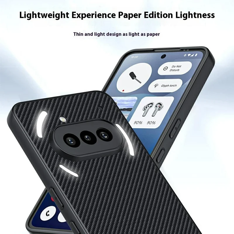 Funda para Nothing Phone (3a) de cuero + PC Cubierta de teléfono dura Textura de fibra de carbono - Fibra de carbono / Oro