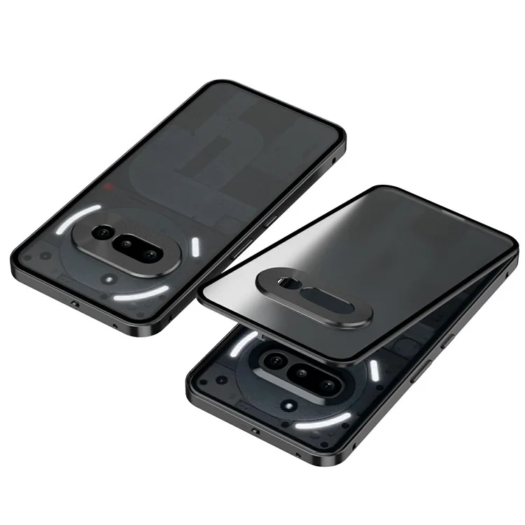 Cover per Nothing Phone (3a) Custodia Opaca in Lega di Alluminio + PC con Scatto a Scomparsa e Chiusura a Scatto - Nero