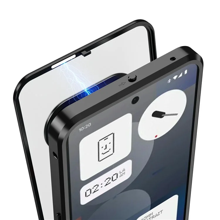 Cover per Nothing Phone (3a) Custodia Opaca in Lega di Alluminio + PC con Scatto a Scomparsa e Chiusura a Scatto - Nero