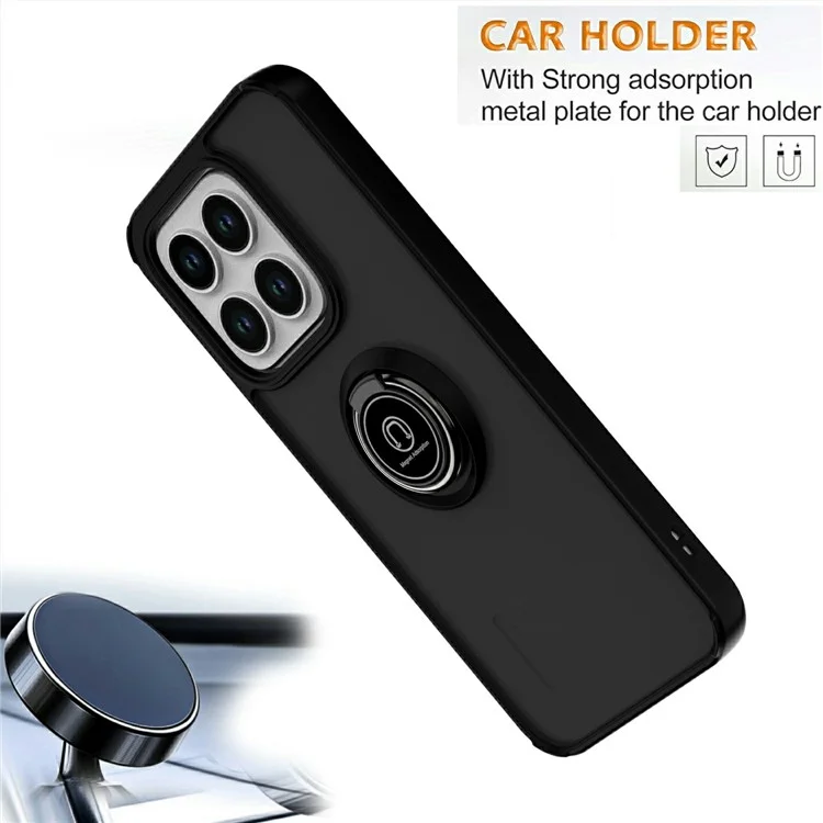 Capa para Honor X8c 4G com Suporte de Anel e Apoio Dobrável - TPU + Acrílico - Preto / Vermelho