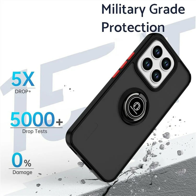 Capa para Honor X8c 4G com Suporte de Anel e Apoio Dobrável - TPU + Acrílico - Preto / Vermelho