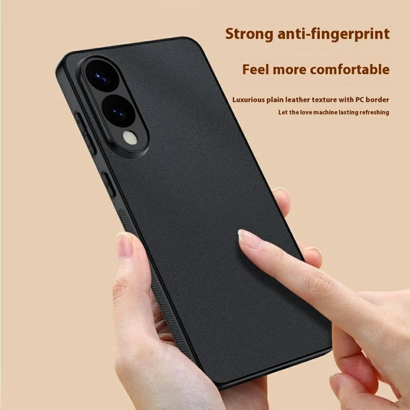 Capa para Samsung Galaxy S25 Edge em Couro Sintético com PC + TPU Anti-Queda - Preto