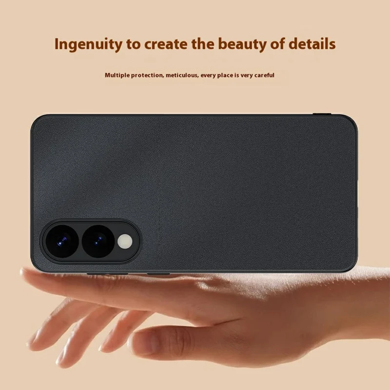 Capa para Samsung Galaxy S25 Edge em Couro Sintético com PC + TPU Anti-Queda - Preto