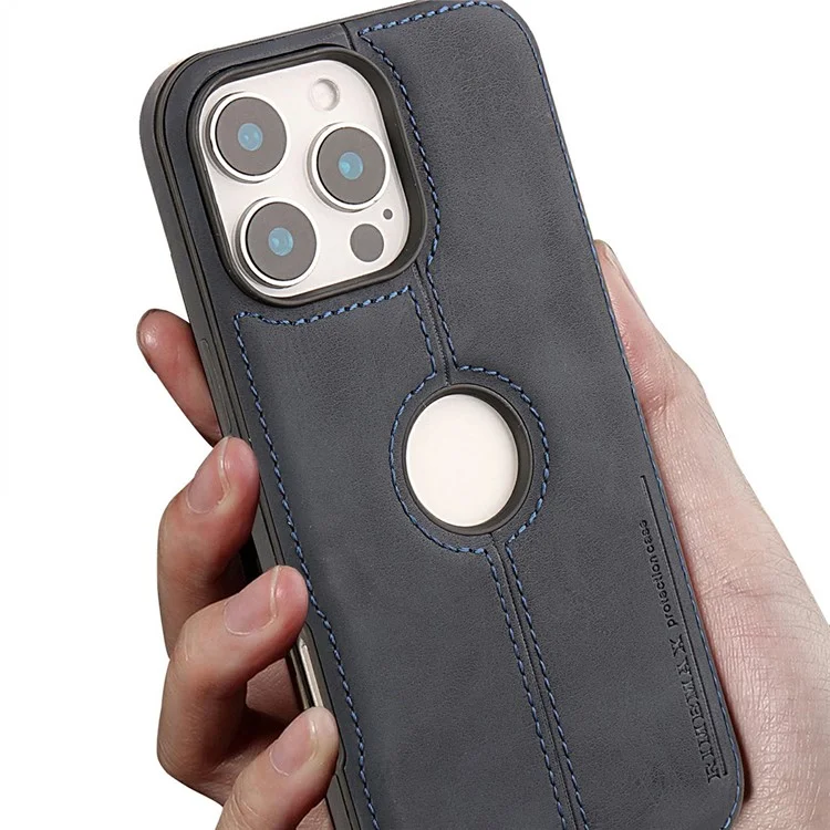 For iPhone 16 Pro Max Case Central Axis with Logo Cutout PU Leather + PC Phone Back Cover - Light Brown
