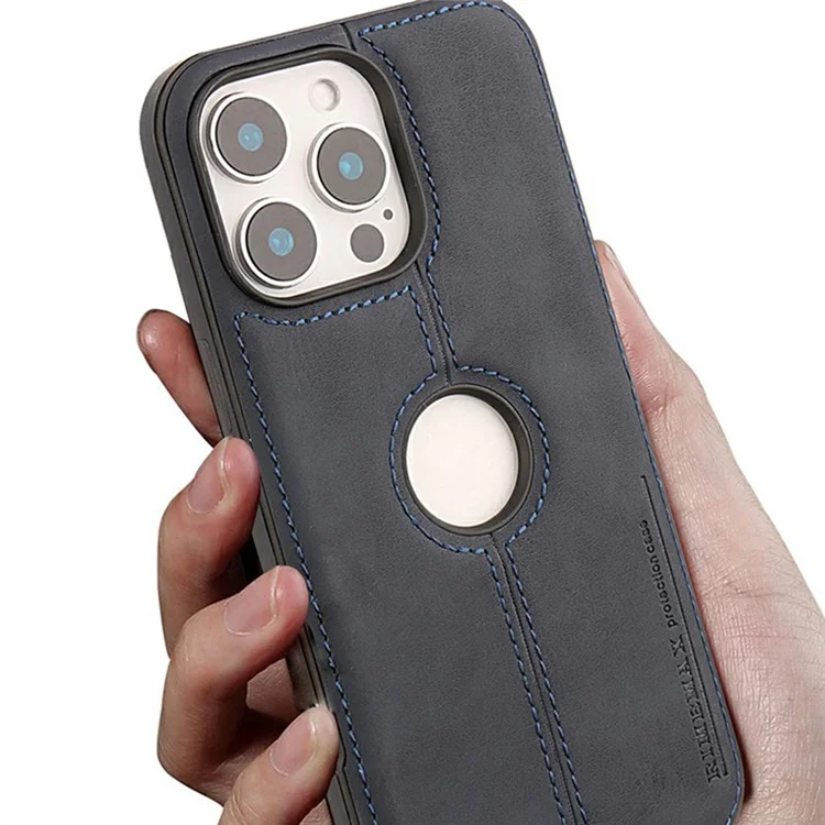 Für iPhone 14 Pro Max Hülle Zentrale Achse mit Logo-Ausschnitt PU-Leder + PC-Handyhülle - Hellbraun