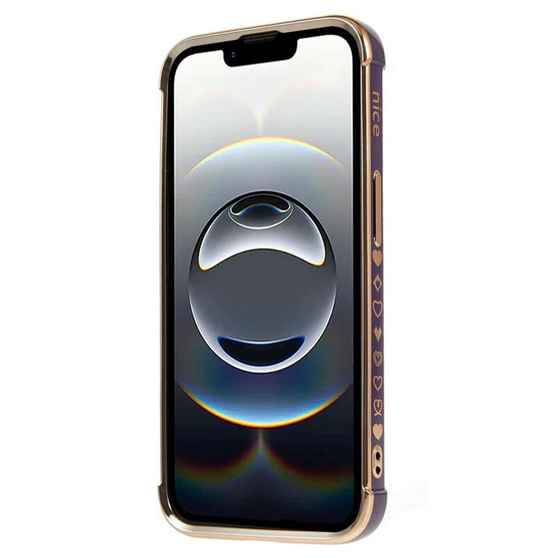 Voor iPhone 16e Hoesje met Standaard Elektrolytisch Gepoederde Hartafdruk TPU Achterkant - Donkerpaars