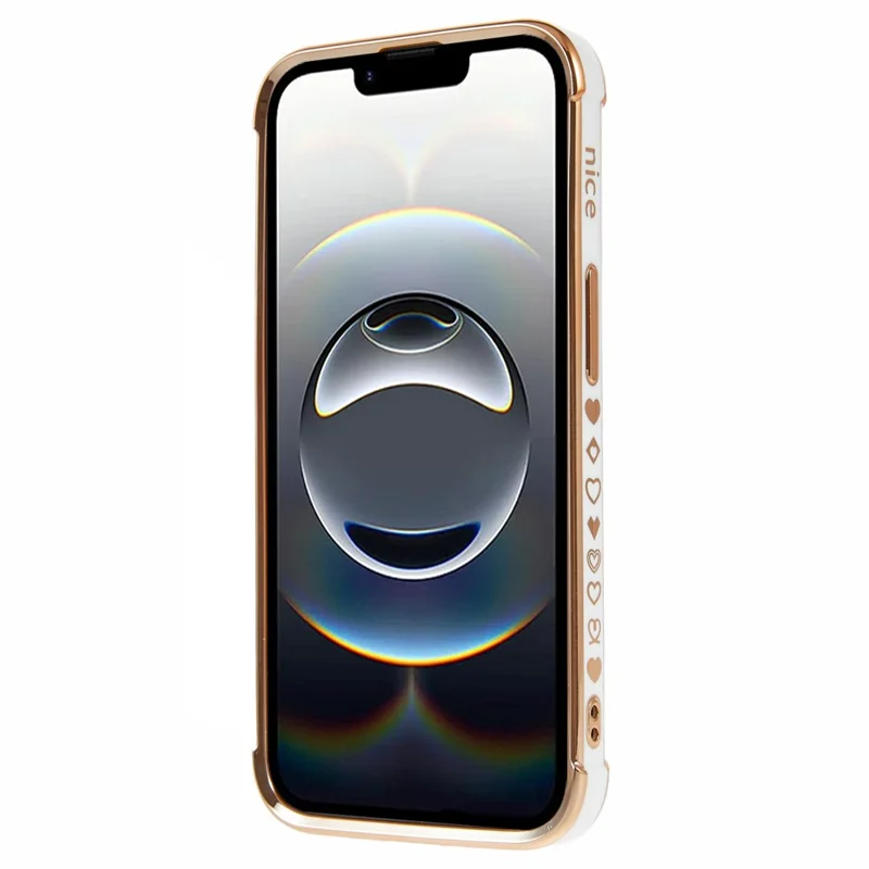 For iPhone 16e Case TPU Phone Back Cover Electroplating Heart Pattern - Ivory White