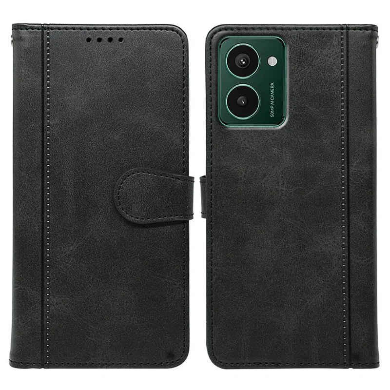For HMD Pulse Pro Case Calf Texture Leather Stand Book Style Phone Cover - Black