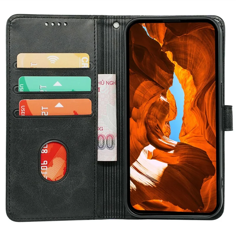 Cover per Nothing CMF Phone 1 in Pelle di Vitello con Texture, Stile Libro con Supporto - Nero