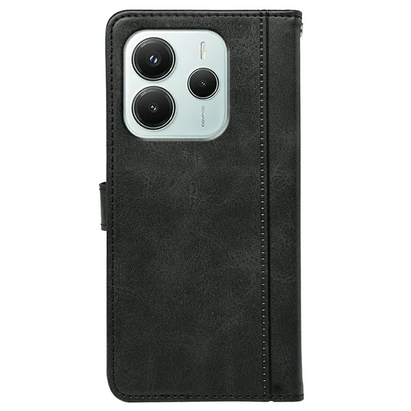 For Xiaomi Redmi Note 14 4G (163.25mm) Case Calf Texture Leather Stand Book Style Phone Cover - Black