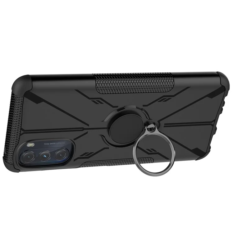 Case de Teléfono Bien Protegido Para Motorola Moto G (2022) 5G, PC Con Anillo PC + TPU 2-in-1 Cubierta Celular a Prueba de Choques Con Cuatro Esquinas Airbags - Negro