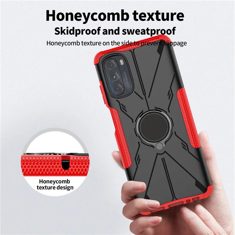 Case de Teléfono Bien Protegido Para Motorola Moto G (2022) 5G, PC Con Anillo PC + TPU 2-in-1 Cubierta Celular a Prueba de Choques Con Cuatro Esquinas Airbags - Negro
