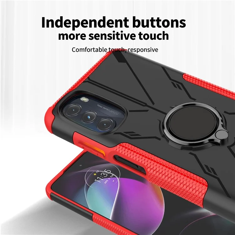 Case de Teléfono Bien Protegido Para Motorola Moto G (2022) 5G, PC Con Anillo PC + TPU 2-in-1 Cubierta Celular a Prueba de Choques Con Cuatro Esquinas Airbags - Negro