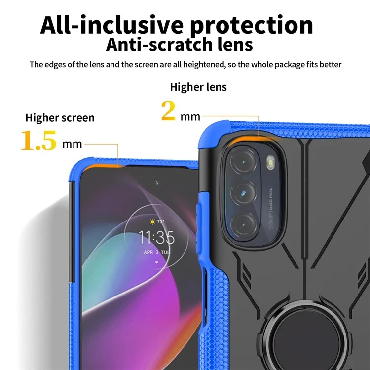 Case de Teléfono Bien Protegido Para Motorola Moto G (2022) 5G, PC Con Anillo PC + TPU 2-in-1 Cubierta Celular a Prueba de Choques Con Cuatro Esquinas Airbags - Negro