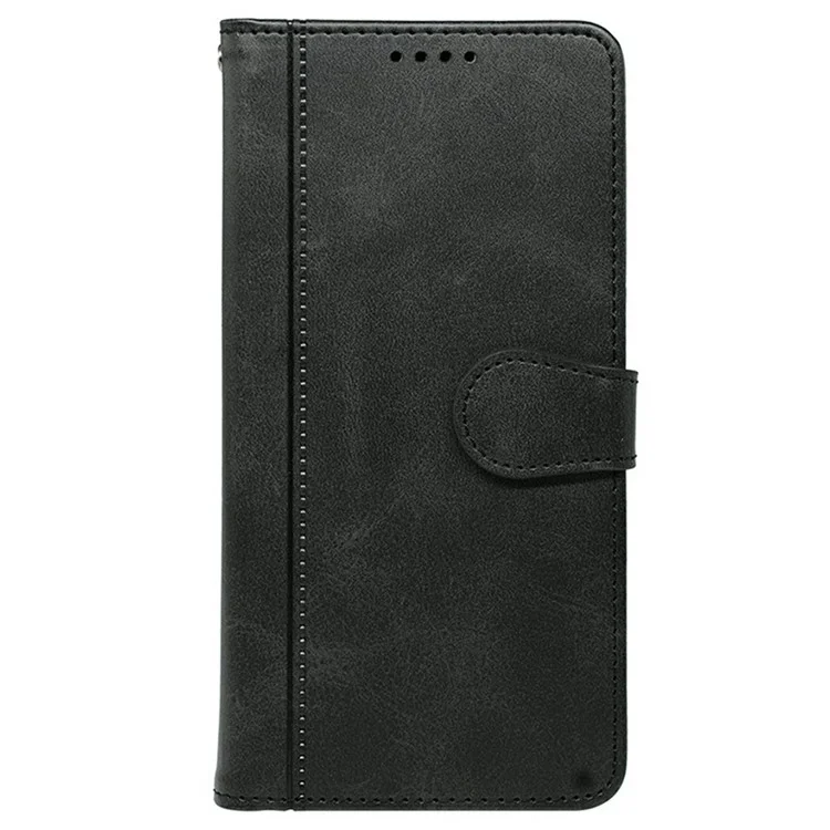 Pour Xiaomi Redmi Note 14 5G Étui en Cuir à Texture de Veau avec Support Style Livre - Noir