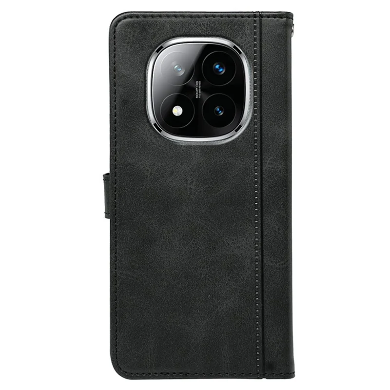 For Xiaomi Redmi Note 14 Pro+ 5G Case Calf Texture Leather Stand Book Style Phone Cover - Black