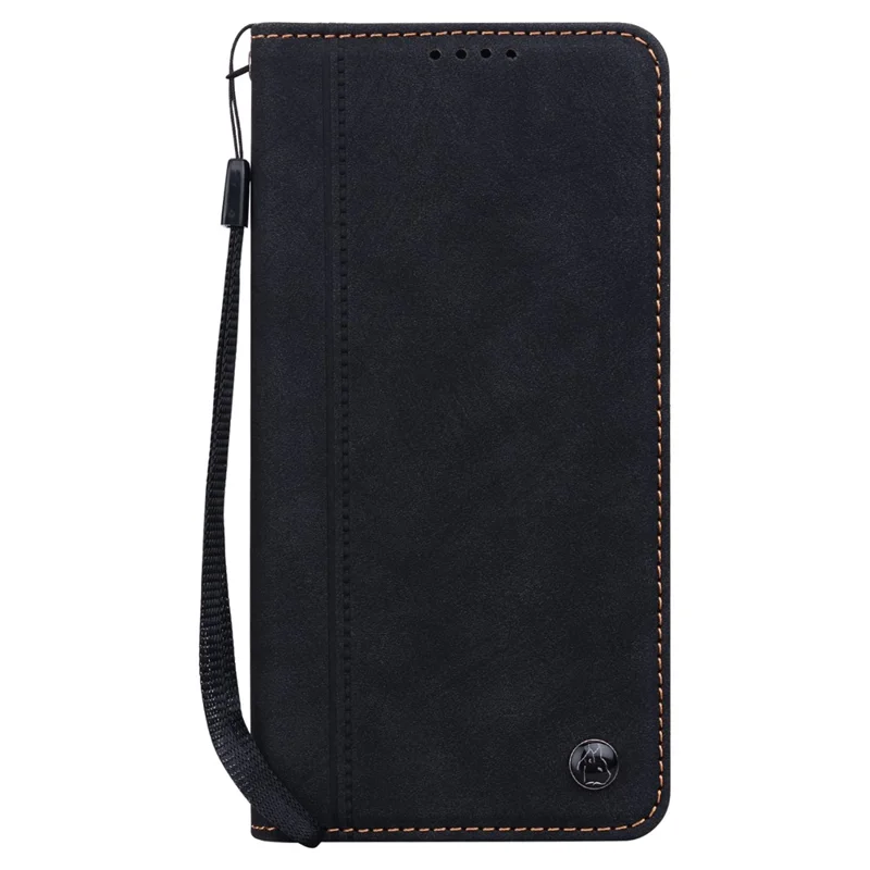 For iPhone 16 Pro Case Lines Pattern Wallet Leather Phone Cover with Strap - Zwart