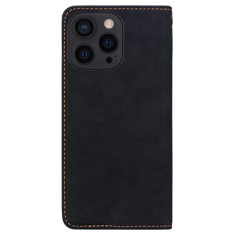 For iPhone 16 Pro Case Lines Pattern Wallet Leather Phone Cover with Strap - Zwart