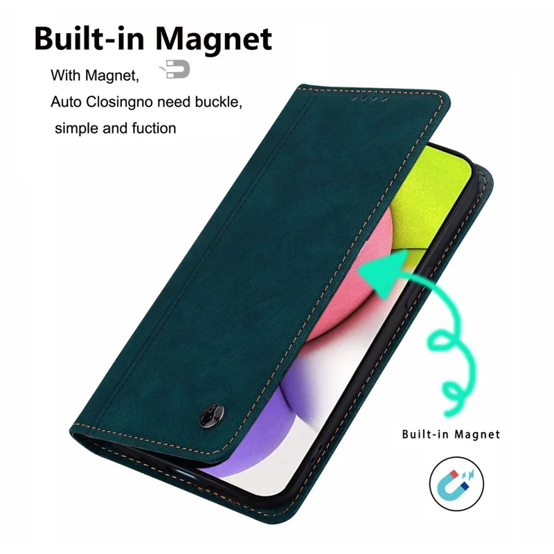 For iPhone 16 Pro Case Lines Pattern Wallet Leather Phone Cover with Strap - Green