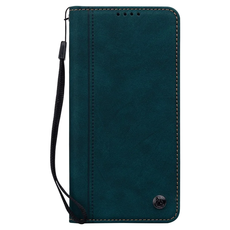 For iPhone 16 Pro Case Lines Pattern Wallet Leather Phone Cover with Strap - Green