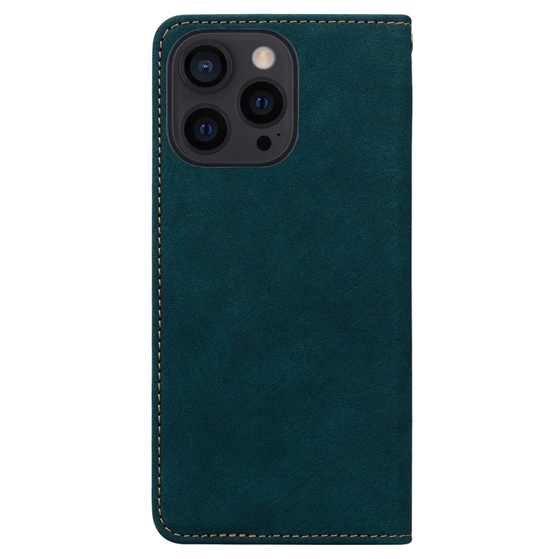 For iPhone 16 Pro Case Lines Pattern Wallet Leather Phone Cover with Strap - Green