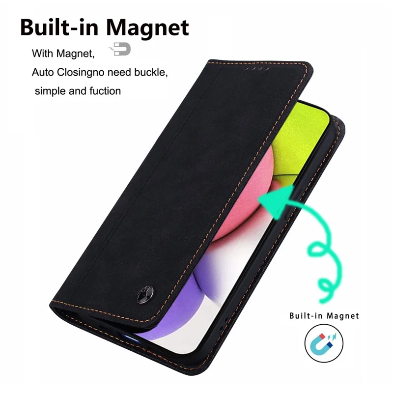 Til iPhone 16 Pro Max Case Linjer Mønster Wallet Læder Telefonbeskyttelse med Snor - Sort