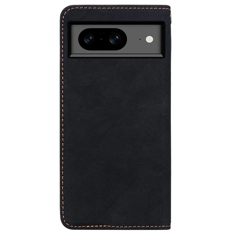 For Google Pixel 8 Case Lines Pattern Wallet Leather Phone Cover with Strap - Black