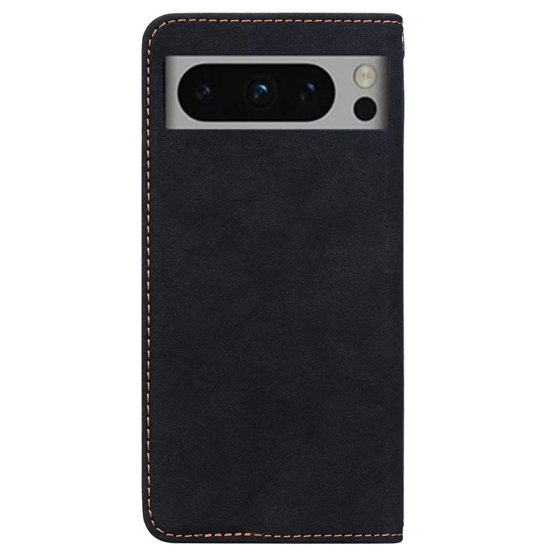 For Google Pixel 8 Pro Case Lines Pattern Wallet Leather Phone Cover with Strap - Black