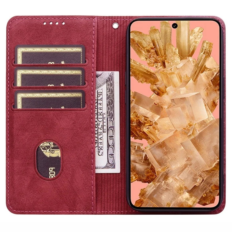 Zachte PU Leren Wallet Hoesje voor Google Pixel 8 Pro met Stand, Magneetsluiting en Handtekeninglijnen - Rood