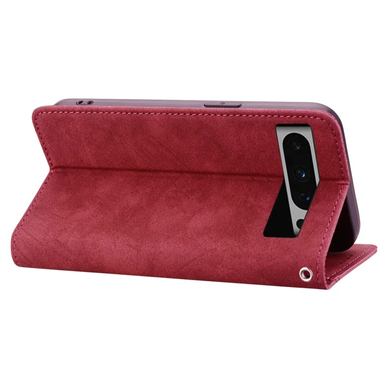Zachte PU Leren Wallet Hoesje voor Google Pixel 8 Pro met Stand, Magneetsluiting en Handtekeninglijnen - Rood