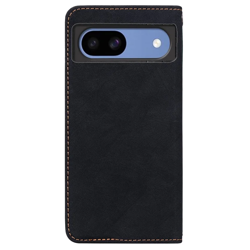 For Google Pixel 8a Case Lines Pattern Wallet Leather Phone Cover with Strap - Black