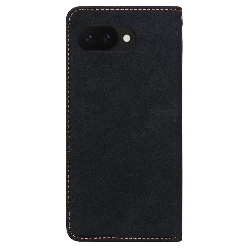 For Google Pixel 9a Case Lines Pattern Wallet Leather Phone Cover with Strap - Black