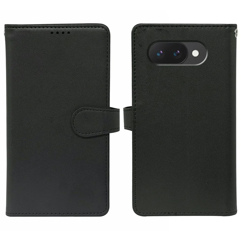 For Google Pixel 9a Case with 9 Card Slots PU Leather Stand Phone Cover - Black