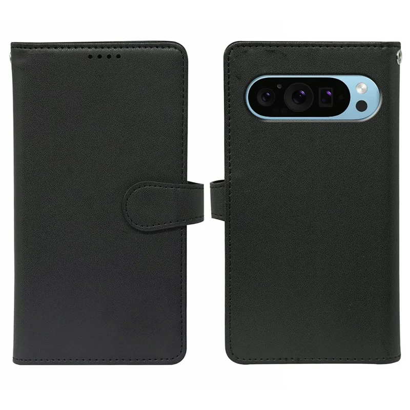 For Google Pixel 9 Pro XL Case with 9 Card Slots PU Leather Stand Phone Cover - Black