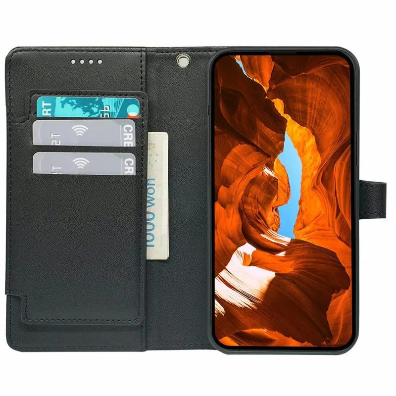 For Google Pixel 9 Pro XL Case with 9 Card Slots PU Leather Stand Phone Cover - Black