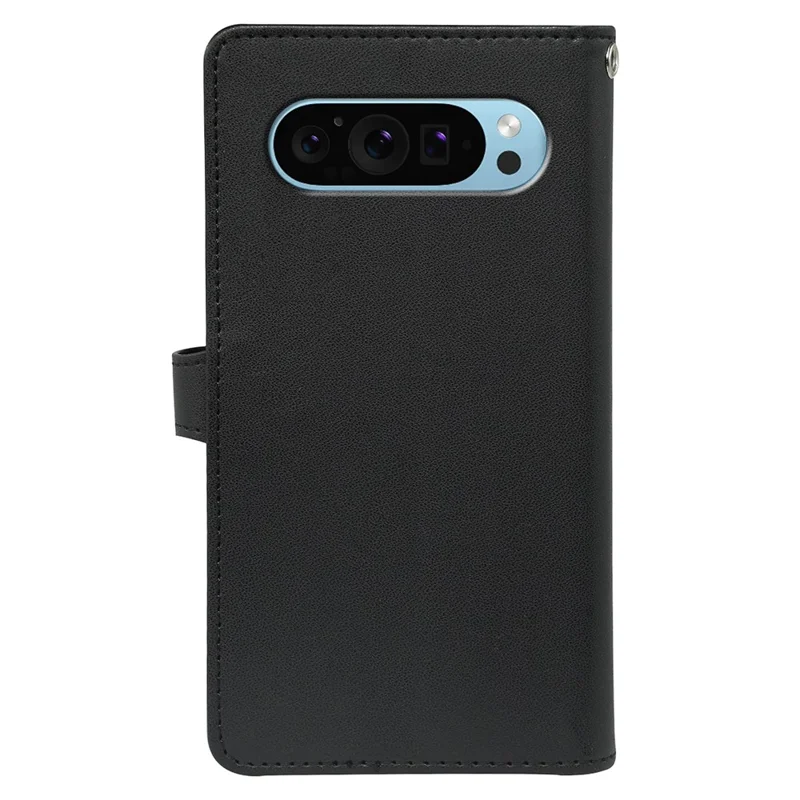 For Google Pixel 9 Pro XL Case with 9 Card Slots PU Leather Stand Phone Cover - Black