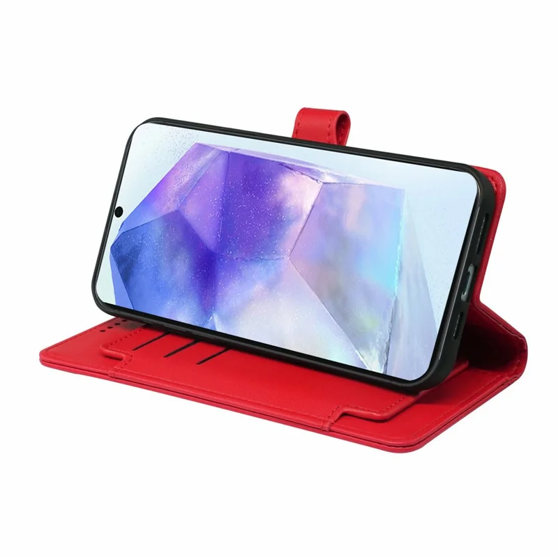 For Samsung Galaxy Xcover7 Case with 9 Card Slots PU Leather Stand Phone Cover - Red