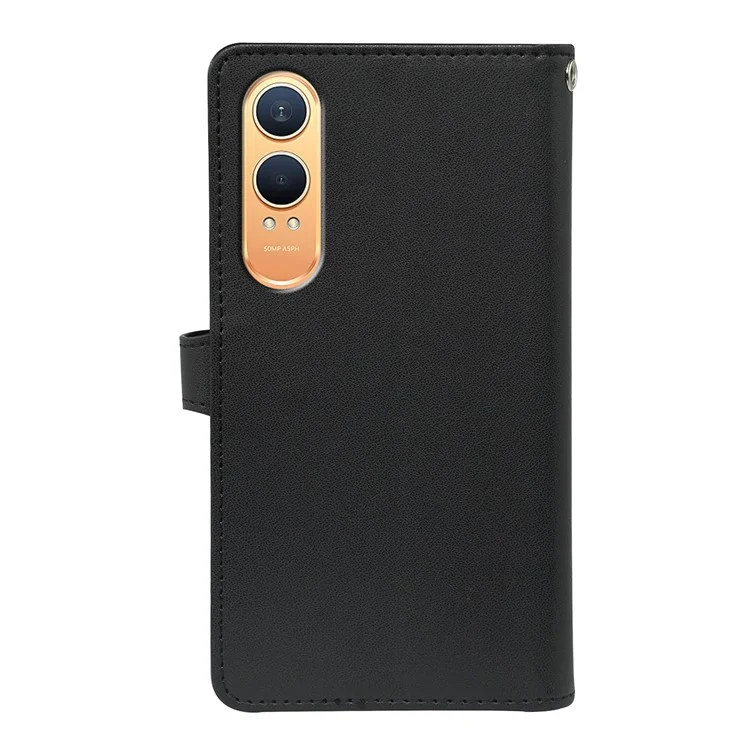 For OnePlus Nord CE4 Lite 5G Case with 9 Card Slots PU Leather Stand Phone Cover - Black