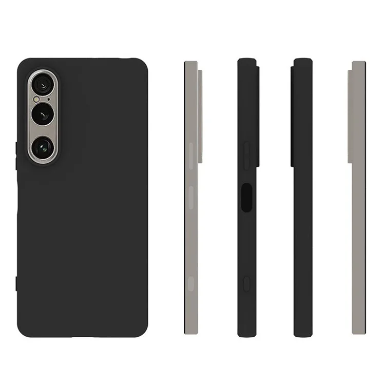Étui pour Sony Xperia 1 VII Coque arrière souple mate en TPU Noir, Grande découpe
