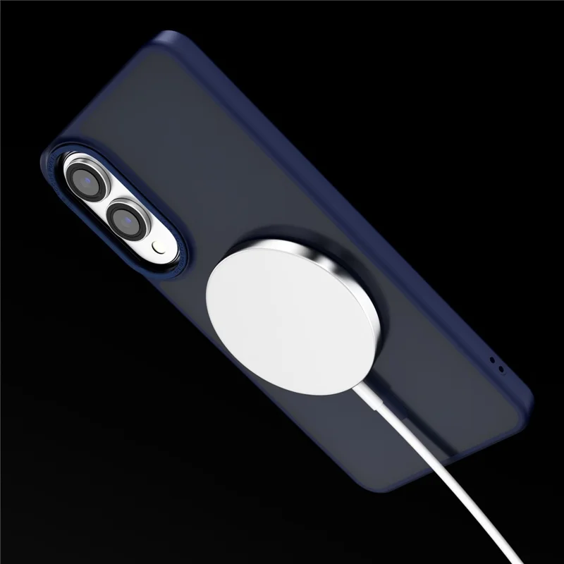 For Samsung Galaxy S25 Edge Magnetic Case TPU + PC Matte Phone Cover - Sapphire