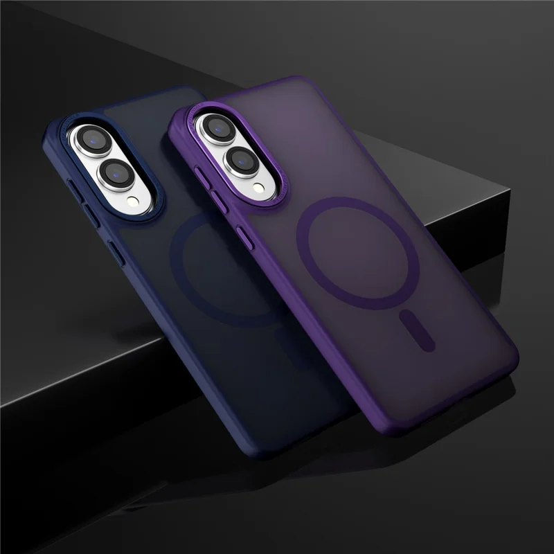 For Samsung Galaxy S25 Edge Magnetic Case TPU + PC Matte Phone Cover - Sapphire