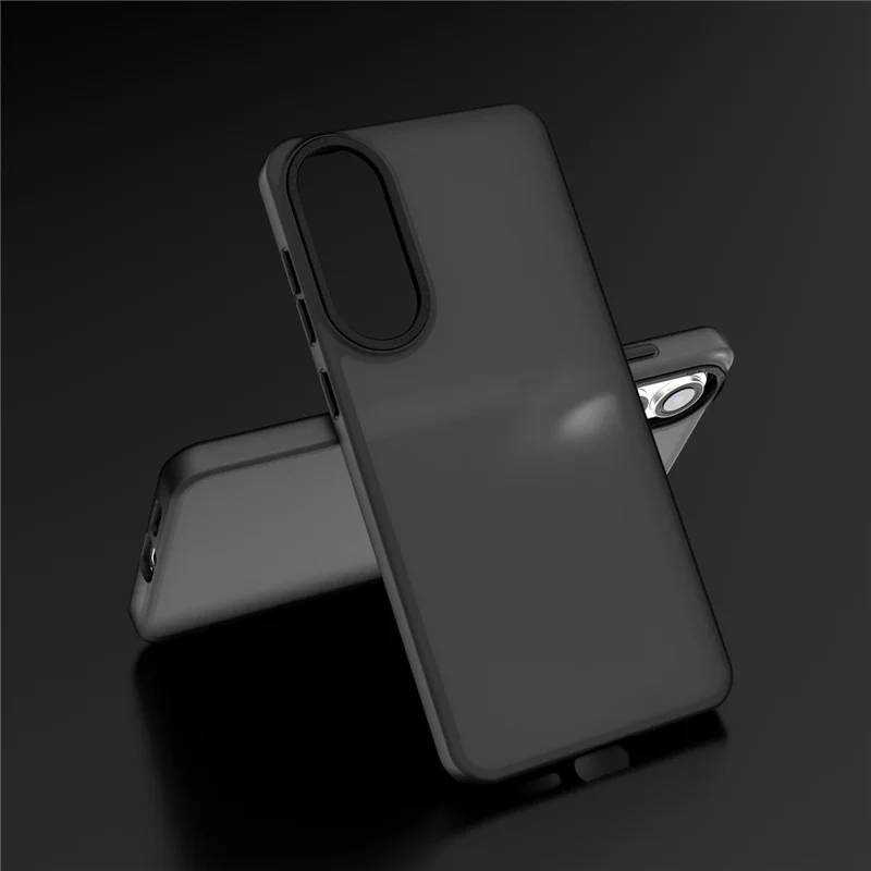 For Samsung Galaxy S25 Edge Case Skin-Touch PC + TPU Translucent Matte Phone Cover - Black