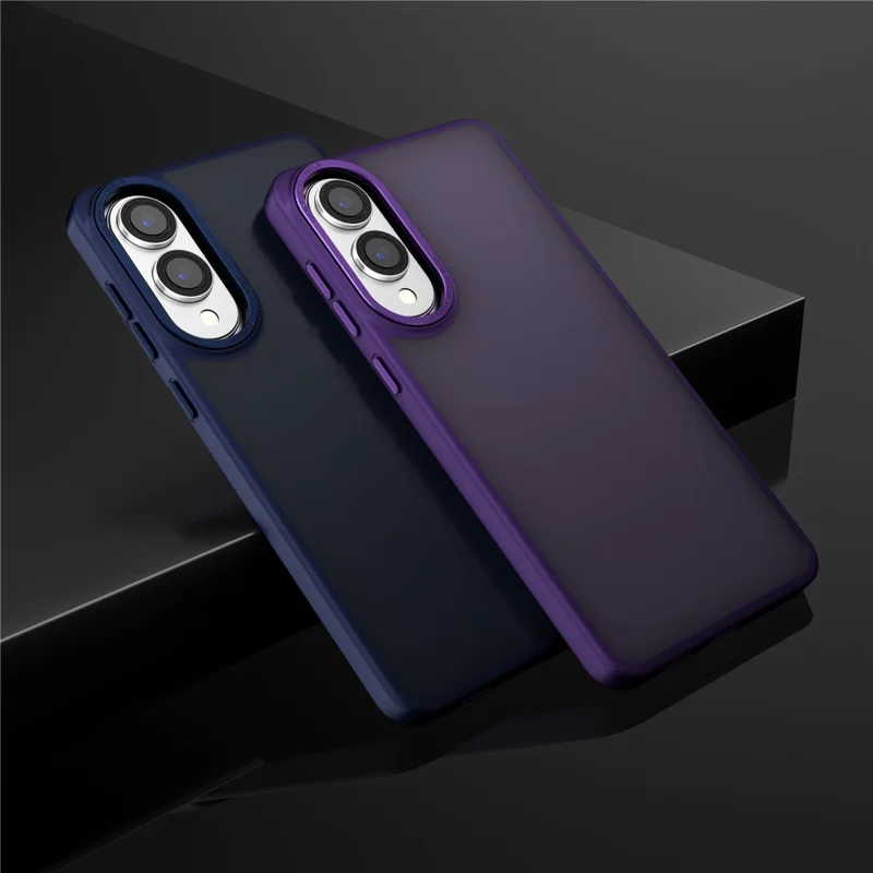 For Samsung Galaxy S25 Edge Case Skin-Touch PC + TPU Translucent Matte Phone Cover - Black