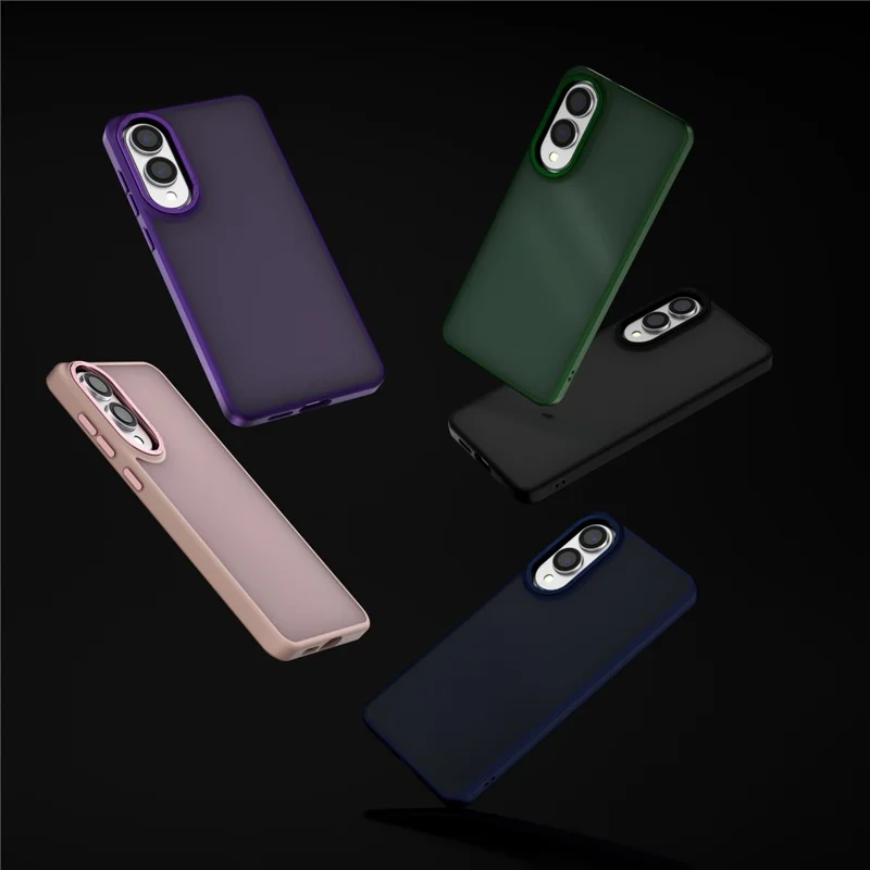 For Samsung Galaxy S25 Edge Case Skin-Touch PC + TPU Translucent Matte Phone Cover - Black