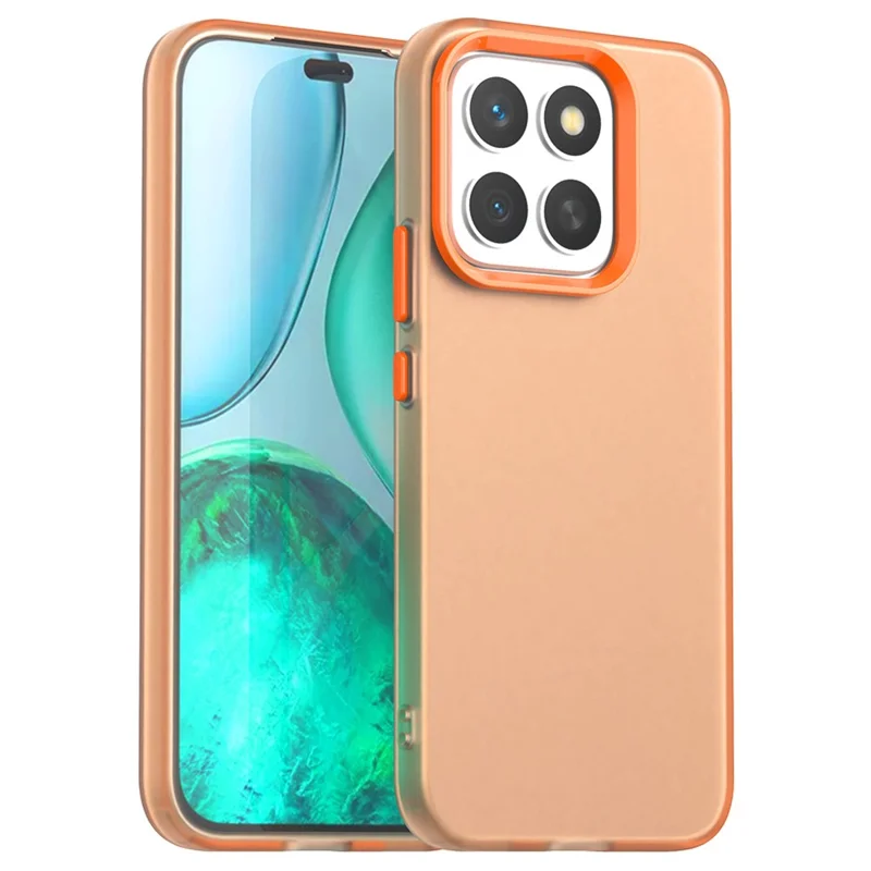 Capa para Honor X8c 4G - Proteção Resistente com PC + TPU + PET Fosco Anti-Queda - Laranja